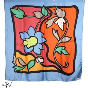Vintage Glentex Silk Scarf Rich Colors Japan Hand Rolled Square 27x27 - Hey Viv